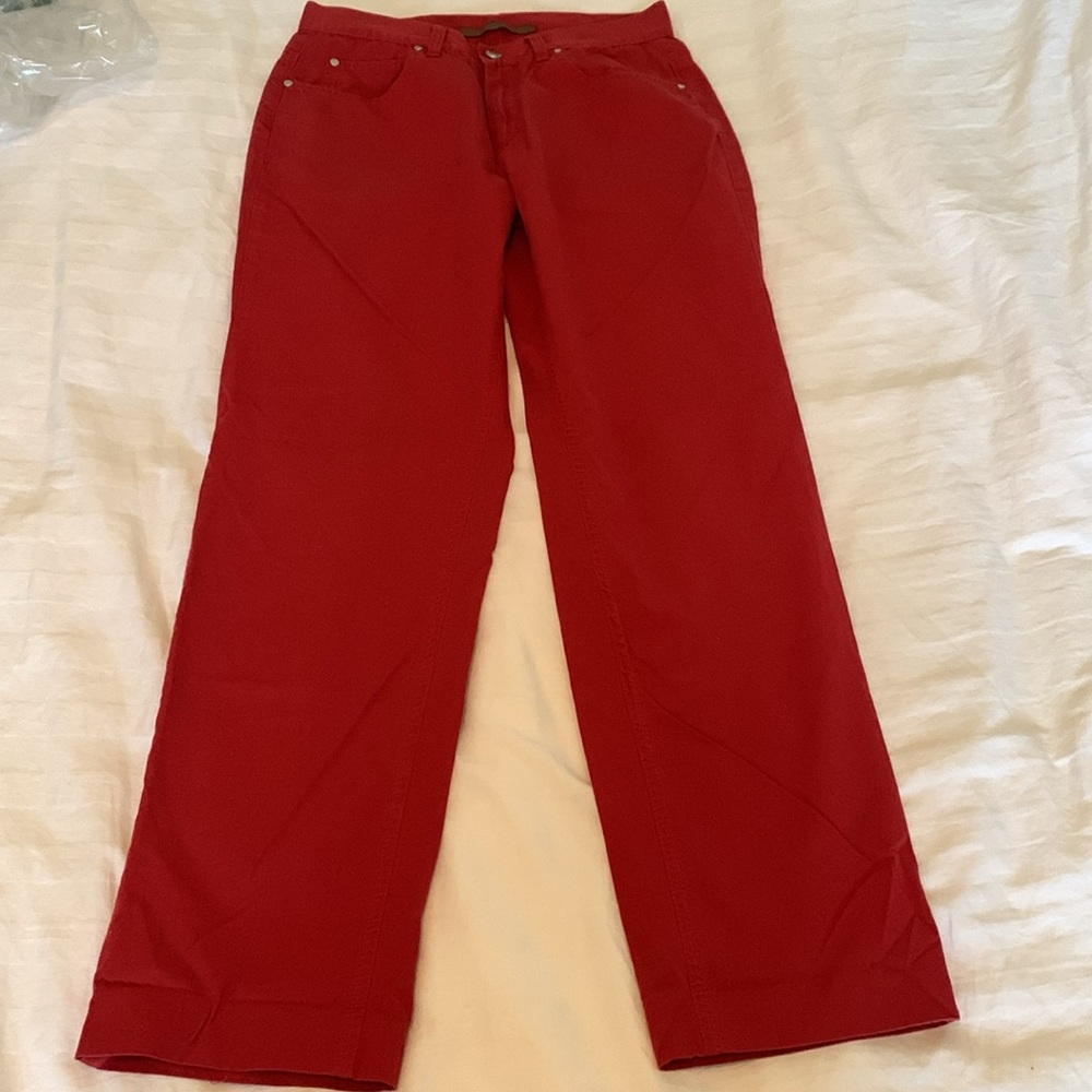Valentino brick red stretch cotton high waist straight leg jean style pants EUC